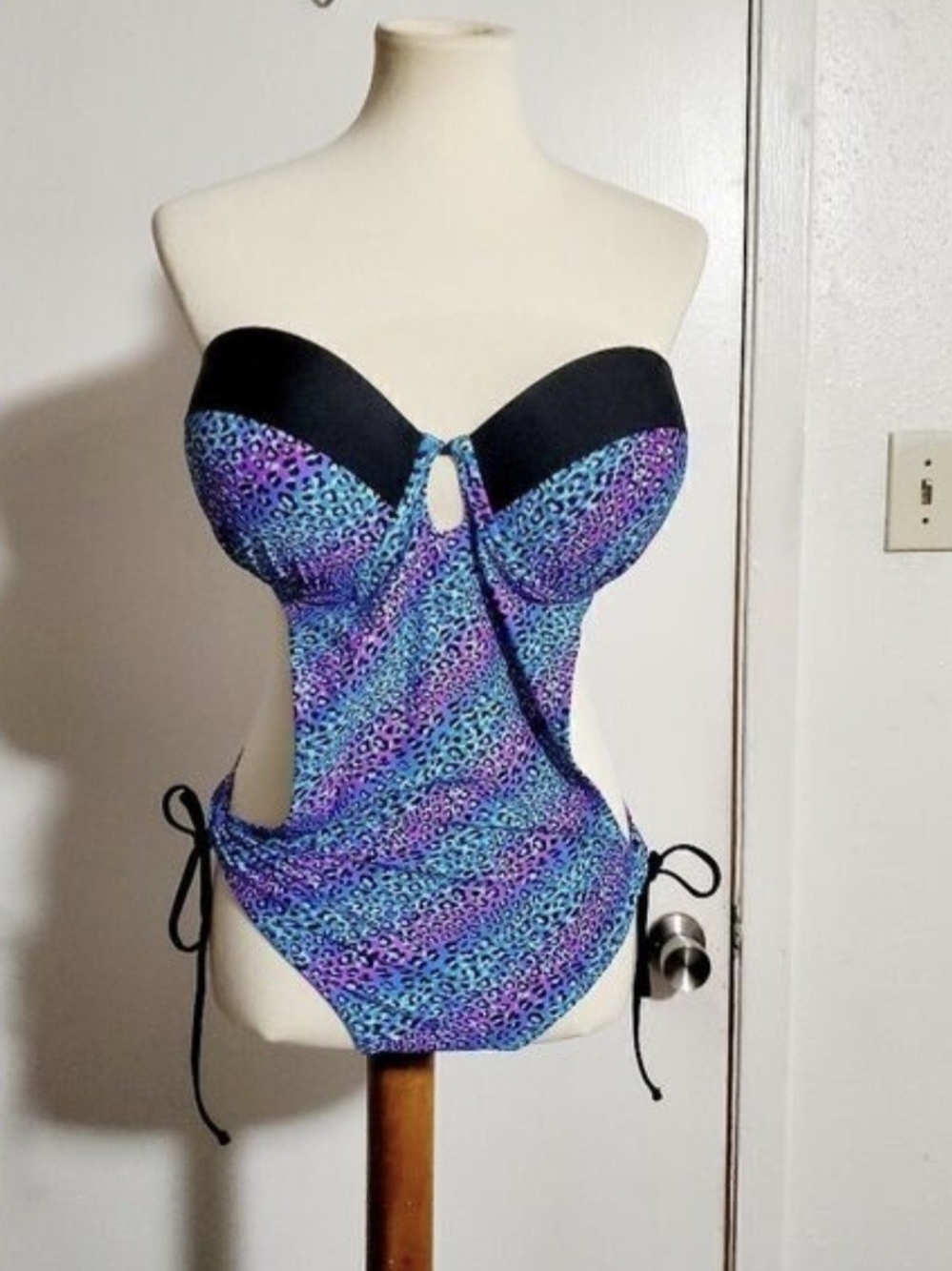BONGO Purple Blue Animal Print One-Piece Swimsuit
